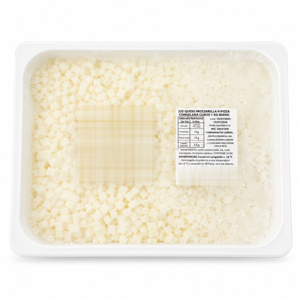 Queso Mozzarella P/Pizza Importado En Cubos 3 KG Diano