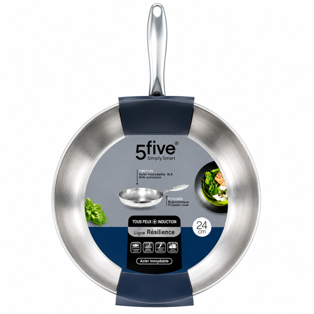 Padella 1 manico five 24cm INOX