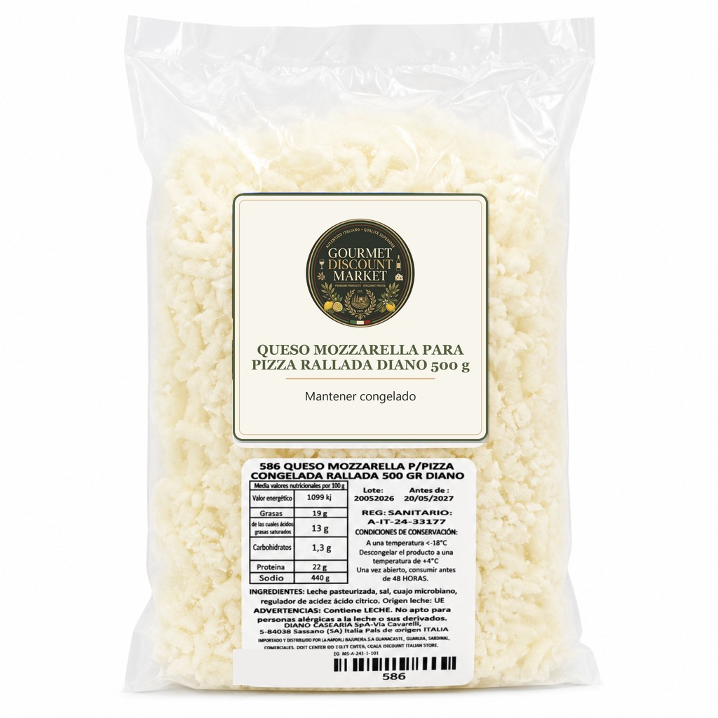 Queso Mozzarella P/Pizza Importado Rallada 500 GR Diano