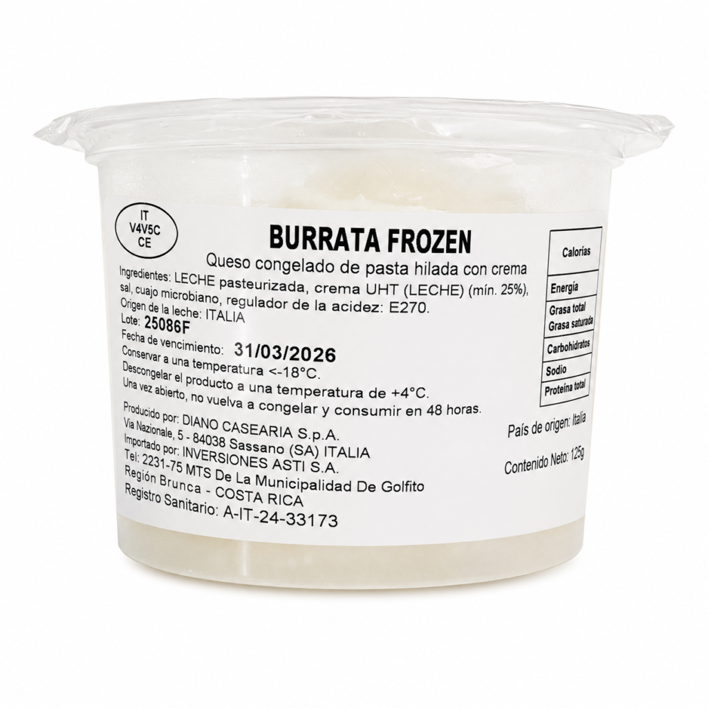 Queso Burrata Importada125 GR Diano