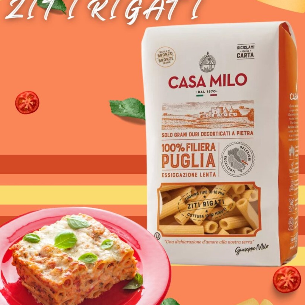 Ziti Rigate 100% casa milo 500gr