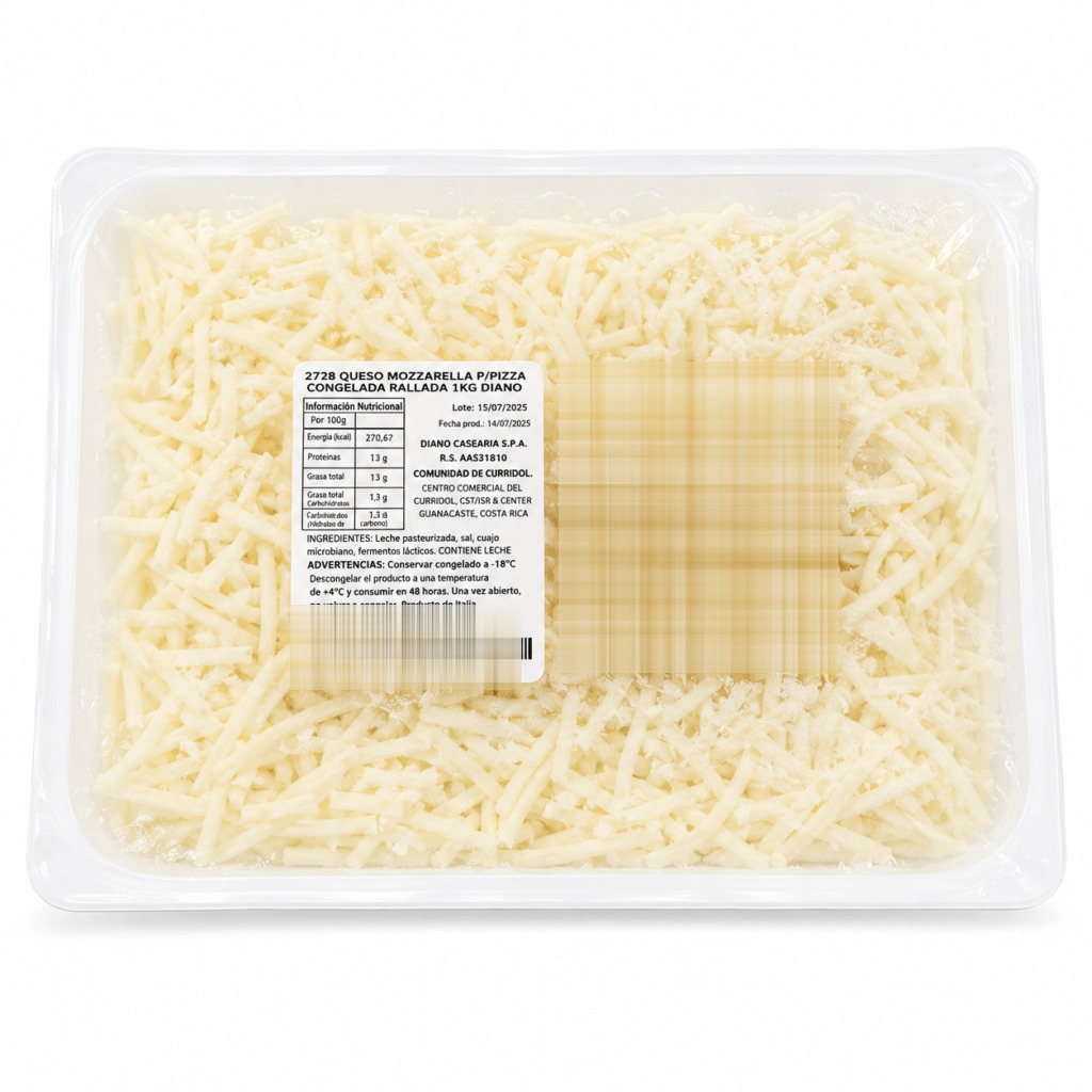 Queso Mozzarella P/Pizza Importada Rallada 3 KG Diano